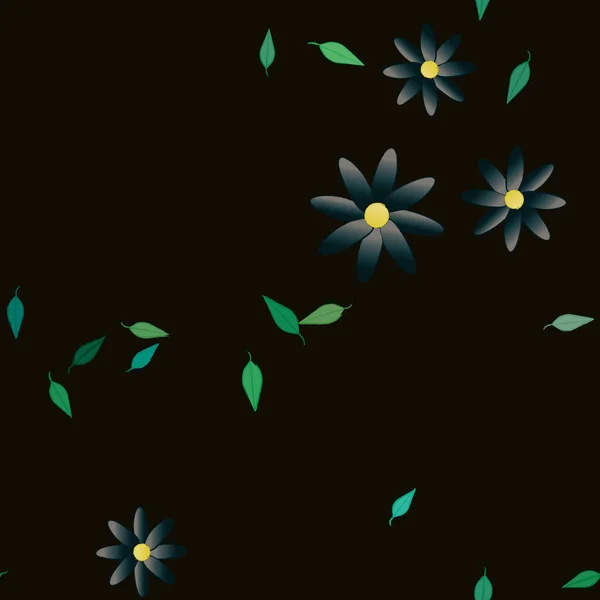 Composition Design Avec Fleurs Simples Feuilles Vertes Illustration Vectorielle — Image vectorielle