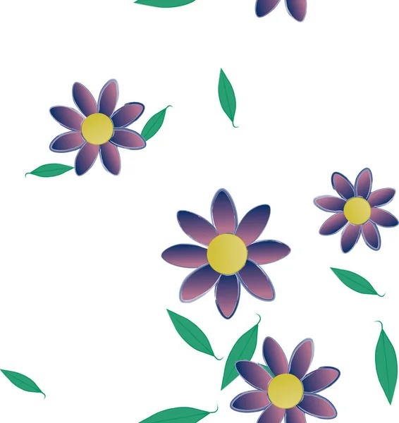 Composição Design Com Flores Simples Folhas Verdes Ilustração Vetorial — Vetor de Stock