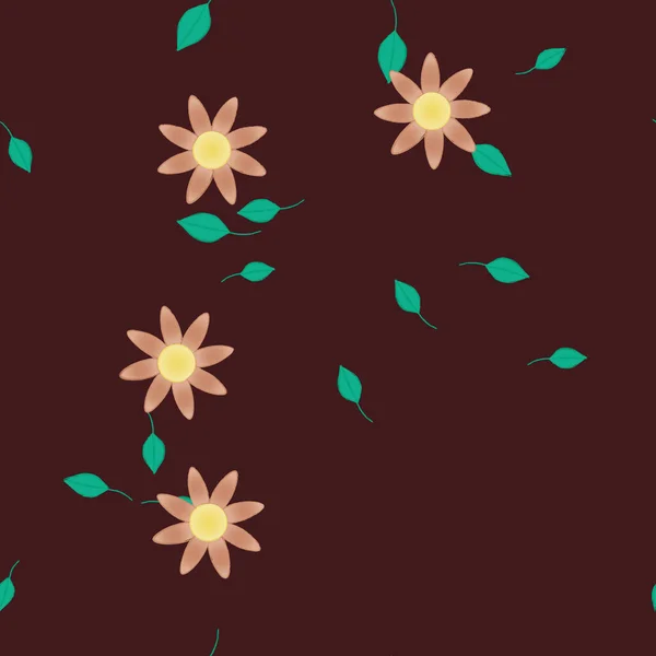 Illustration Vectorielle Pétales Fleurs Été Avec Feuilles Fond Botanique — Image vectorielle