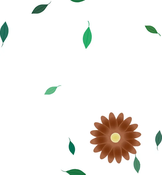 Illustration Vectorielle Pétales Fleurs Été Avec Feuilles Fond Botanique — Image vectorielle