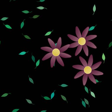 Yapraklı çiçek yapraklarının vektör çizimi, botanik arka plan