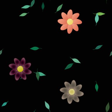 Yapraklı çiçek yapraklarının vektör çizimi, botanik arka plan