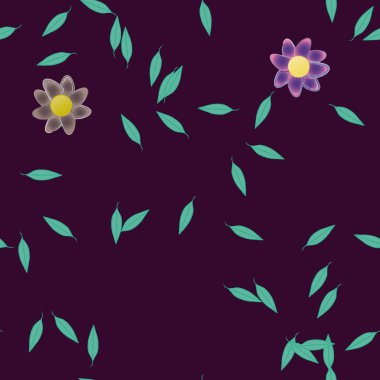 Çiçek ve yapraklı tasarım kompozisyonu, vektör illüstrasyonu