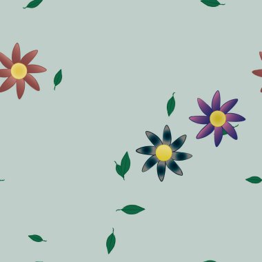 Yapraklı çiçek yapraklarının vektör çizimi, botanik arka plan