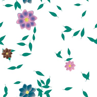 Yapraklı çiçek yapraklarının vektör çizimi, botanik arka plan