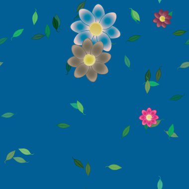 Çiçek ve yapraklı tasarım kompozisyonu, vektör illüstrasyonu