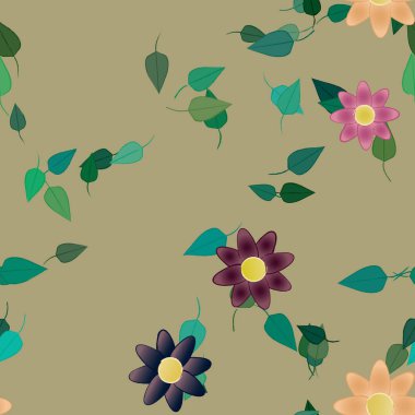 Yapraklı çiçek yapraklarının vektör çizimi, botanik arka plan