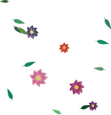 Yapraklı çiçek yapraklarının vektör çizimi, botanik arka plan