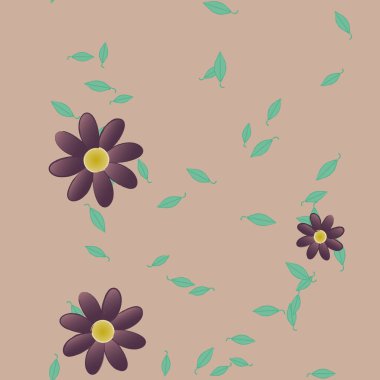 Yapraklı çiçek yapraklarının vektör çizimi, botanik arka plan