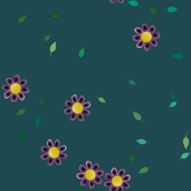 Yapraklı çiçek yapraklarının vektör çizimi, botanik arka plan