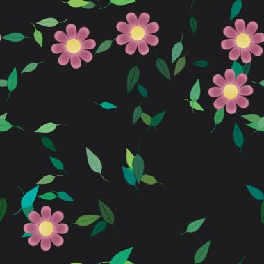 Yapraklı çiçek yapraklarının vektör çizimi, botanik arka plan