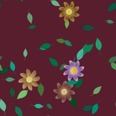 Çiçek ve yapraklı tasarım kompozisyonu, vektör illüstrasyonu