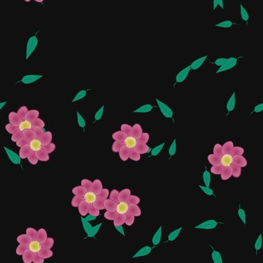 Yapraklı çiçek yapraklarının vektör çizimi, botanik arka plan