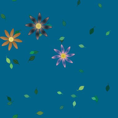 Yapraklı çiçek yapraklarının vektör çizimi, botanik arka plan