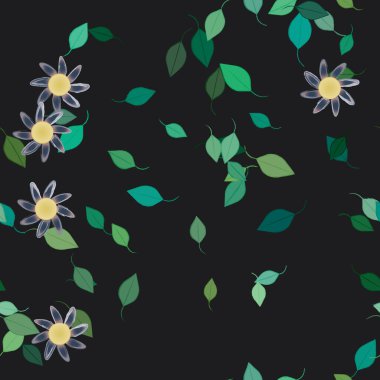 Yapraklı çiçek yapraklarının vektör çizimi, botanik arka plan