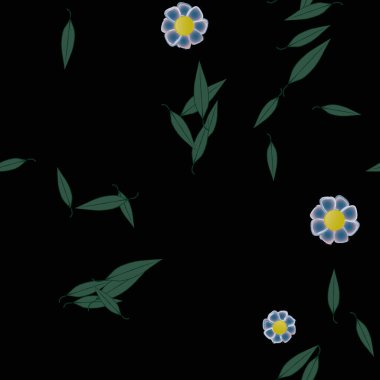 Yapraklı çiçek yapraklarının vektör çizimi, botanik arka plan