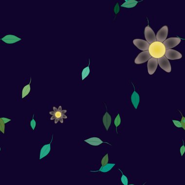 Yapraklı çiçek yapraklarının vektör çizimi, botanik arka plan