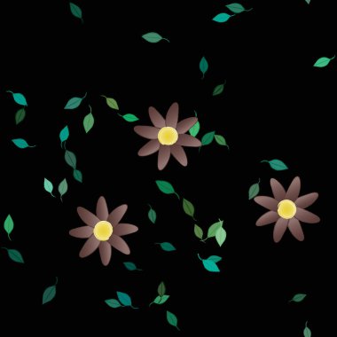 Yapraklı çiçek yapraklarının vektör çizimi, botanik arka plan