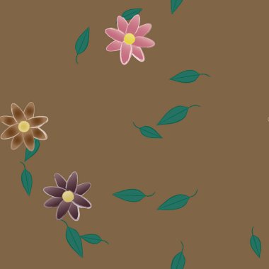 Yapraklı çiçek yapraklarının vektör çizimi, botanik arka plan