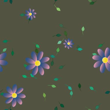 Yapraklı çiçek yapraklarının vektör çizimi, botanik arka plan