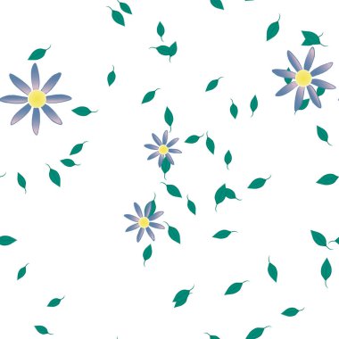 Yapraklı çiçek yapraklarının vektör çizimi, botanik arka plan