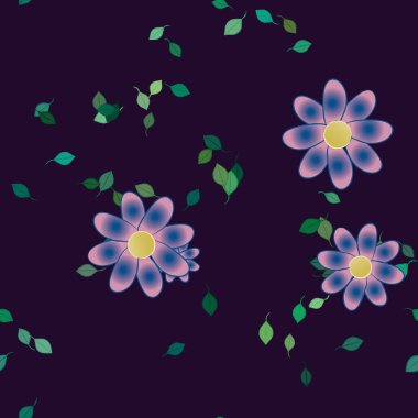 Yapraklı çiçek yapraklarının vektör çizimi, botanik arka plan