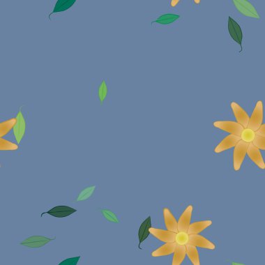 Basit çiçek ve yeşil yapraklı tasarım kompozisyonu, vektör illüstrasyonu