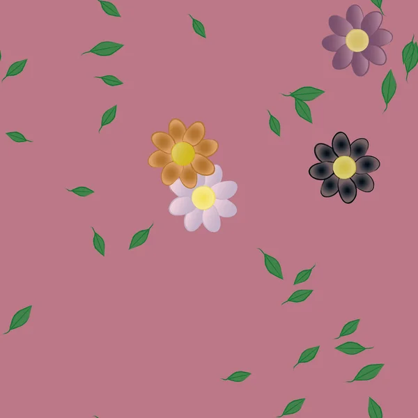 Composition Design Avec Fleurs Feuilles Illustration Vectorielle — Image vectorielle