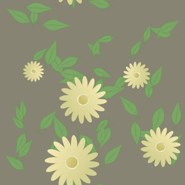 Vector Ilustración Flores Verano Pétalos Con Hojas Fondo Botánico — Vector de stock