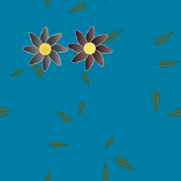 Design Sammansättning Med Blommor Och Blad Vektor Illustration — Stock vektor