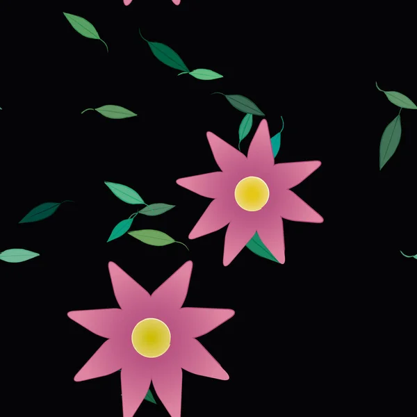 Vector Illustration Summer Flowers Petals Leaves Botanical Background — Stock Vector