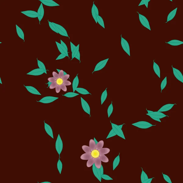 Illustration Vectorielle Pétales Fleurs Été Avec Feuilles Fond Botanique — Image vectorielle