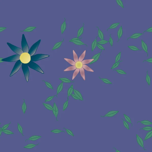 Composition Design Avec Fleurs Simples Feuilles Vertes Illustration Vectorielle — Image vectorielle