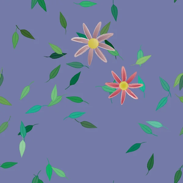 Vector Ilustración Flores Verano Pétalos Con Hojas Fondo Botánico — Vector de stock