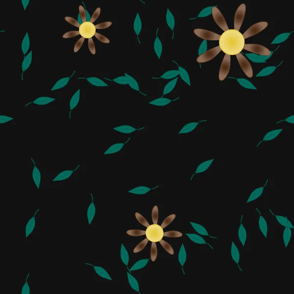 Composition Design Avec Fleurs Feuilles Illustration Vectorielle — Image vectorielle