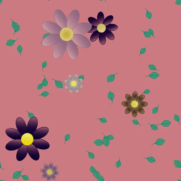 Illustration Vectorielle Pétales Fleurs Été Avec Feuilles Fond Botanique — Image vectorielle