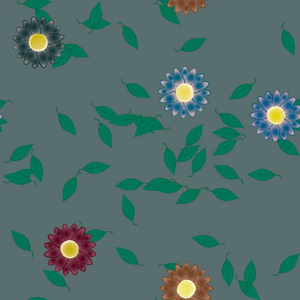 Vektor Illustration Sommar Blommor Kronblad Med Blad Botanisk Bakgrund — Stock vektor