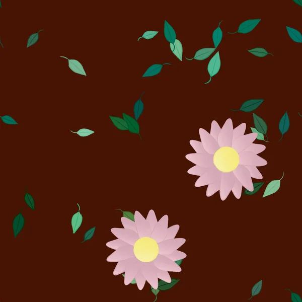 Illustration Vectorielle Pétales Fleurs Été Avec Feuilles Fond Botanique — Image vectorielle