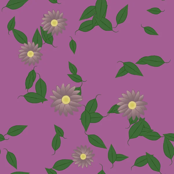 Composition Design Avec Fleurs Simples Feuilles Vertes Illustration Vectorielle — Image vectorielle