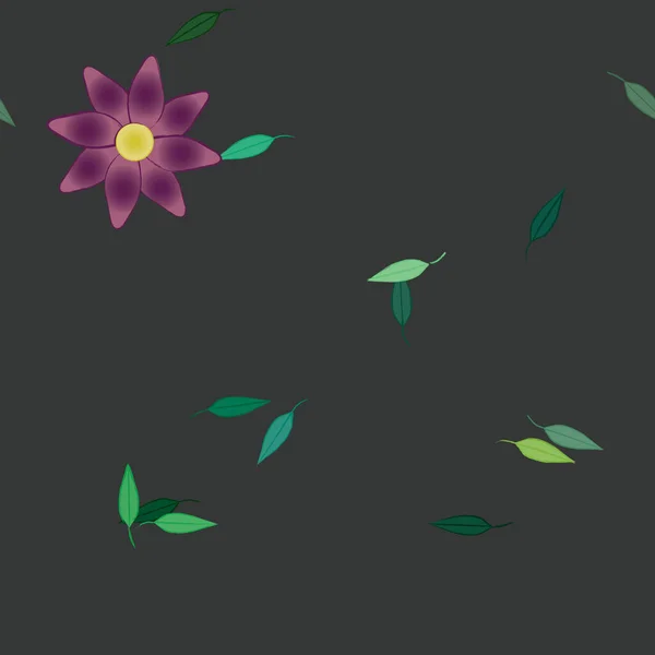 Illustration Vectorielle Pétales Fleurs Été Avec Feuilles Fond Botanique — Image vectorielle