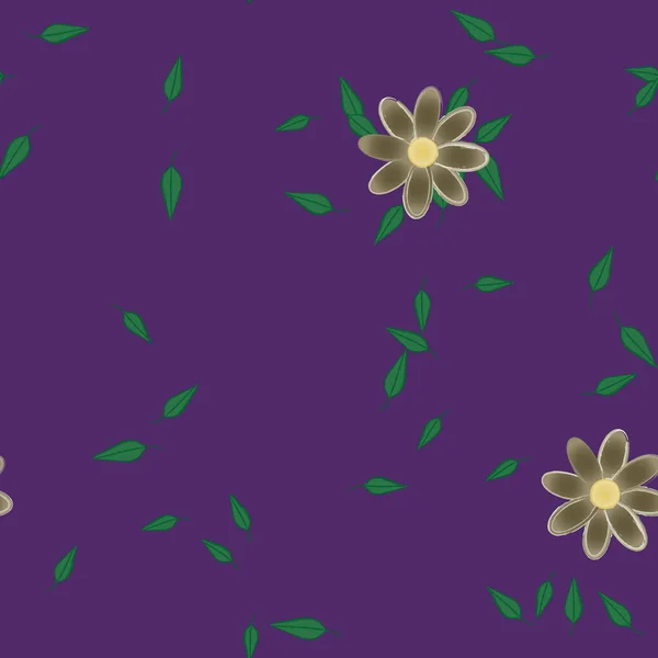 Vector Ilustración Flores Verano Pétalos Con Hojas Fondo Botánico — Vector de stock