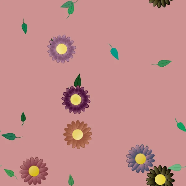 Composition Design Avec Fleurs Feuilles Illustration Vectorielle — Image vectorielle