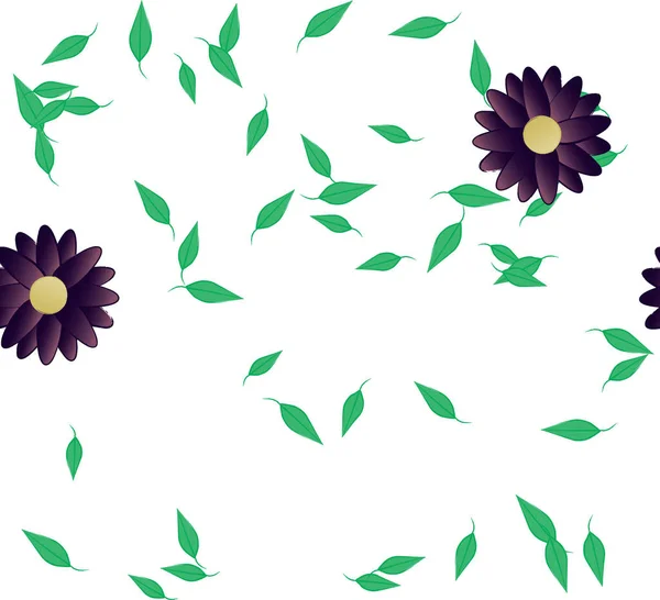 Vector Ilustración Flores Verano Pétalos Con Hojas Fondo Botánico — Vector de stock