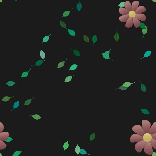 Illustration Vectorielle Pétales Fleurs Été Avec Feuilles Fond Botanique — Image vectorielle