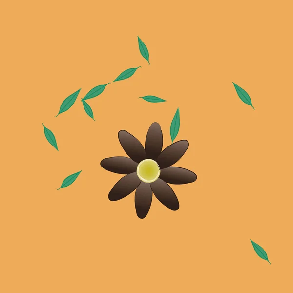 Illustration Vectorielle Pétales Fleurs Été Avec Feuilles Fond Botanique — Image vectorielle