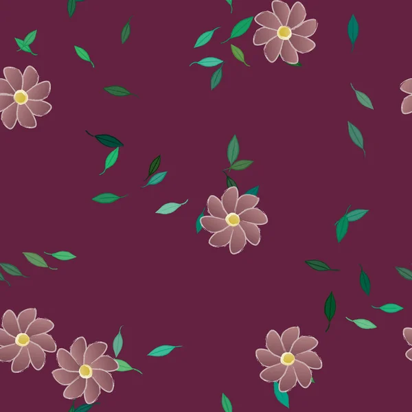 Composition Design Avec Fleurs Simples Feuilles Vertes Illustration Vectorielle — Image vectorielle