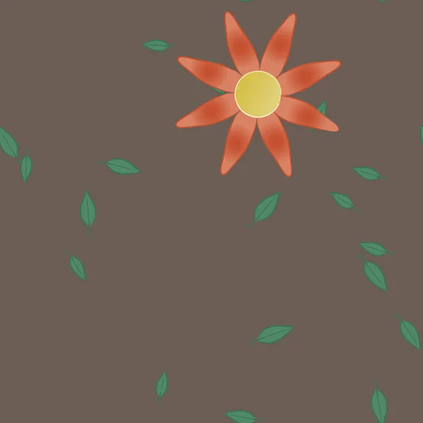 Composition Design Avec Fleurs Simples Feuilles Vertes Illustration Vectorielle — Image vectorielle