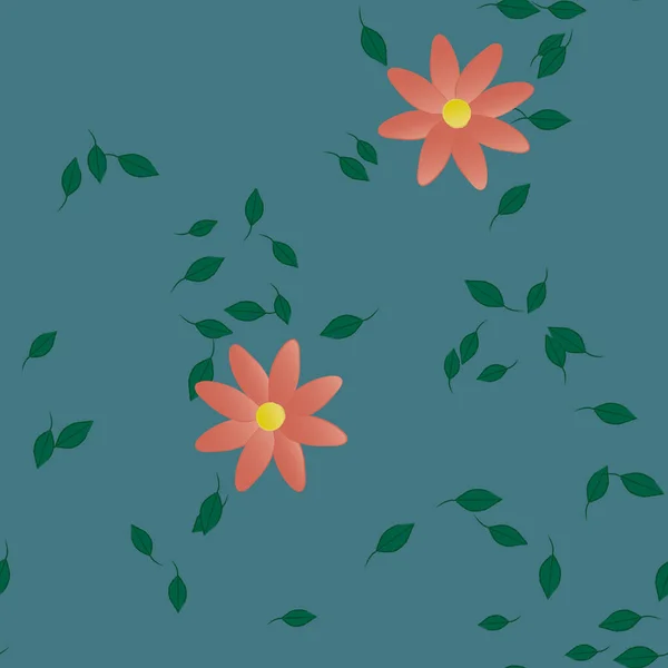 Vector Ilustración Flores Verano Pétalos Con Hojas Fondo Botánico — Archivo Imágenes Vectoriales