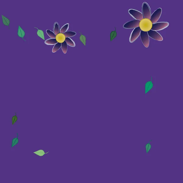 Illustration Vectorielle Pétales Fleurs Été Avec Feuilles Fond Botanique — Image vectorielle