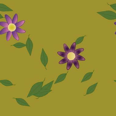 Çiçek ve yapraklı tasarım kompozisyonu, vektör illüstrasyonu